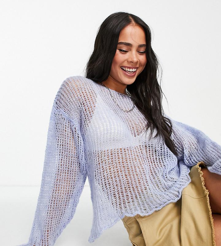 Collusion Open Knit Sweater In Blue