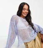 Collusion Open Knit Sweater In Blue