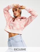 The North Face Trend Cropped Hoodie In Pink Tie Dye Exclusive At Asos-neutral