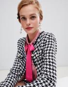 Sister Jane Cropped Tailored Jacket In Houndstooth Two-piece - Black