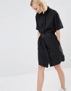 Adpt Shirt Dress With D Ring Belt - Black