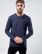 The North Face Fine Long Sleeve Top Square Logo In Navy - Navy