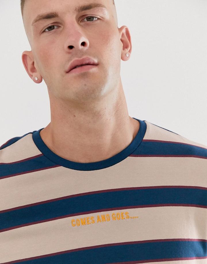 Asos Design Relaxed Long Sleeve Striped T-shirt-white