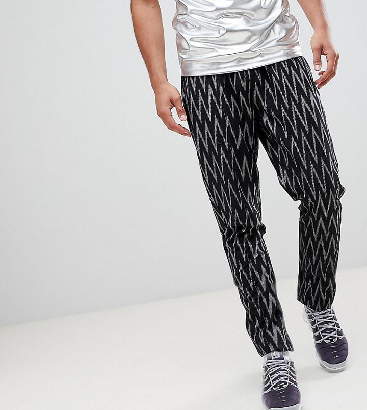 Asos Design Tall Festival Tapered Trousers In Black Aztec Print - Black