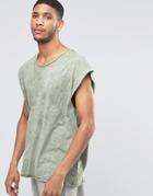 Asos Super Oversized T-shirt With Scoop Neck In Acid Wash Green - Pale Green