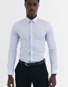 French Connection Plain Stretch Skinny Fit Shirt-blues