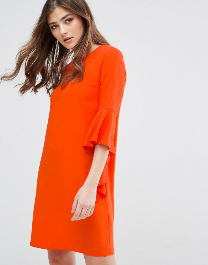 Miss Selfridge Fluted Sleeve Shift Dress - Red