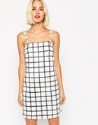 Asos Grid Print Pinafore Dress - Print
