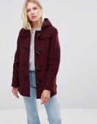 Gloverall Mid Slim Duffle Coat In Burgundy - Red