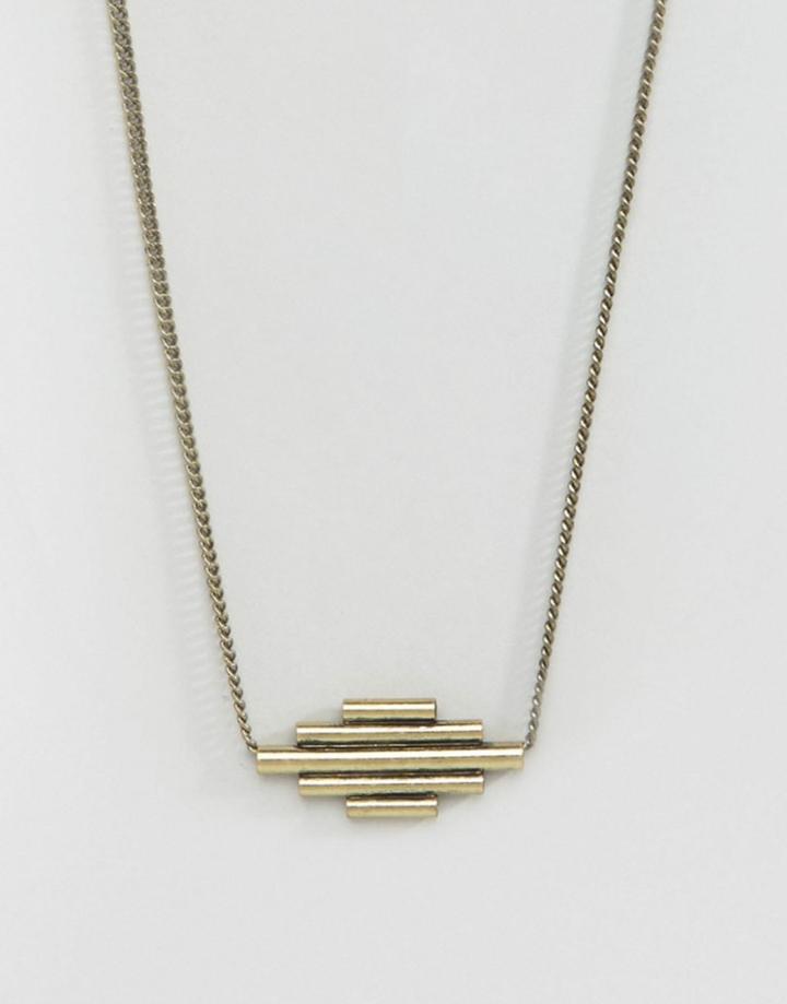 Asos Geometric Pipe Necklace In Gold - Gold