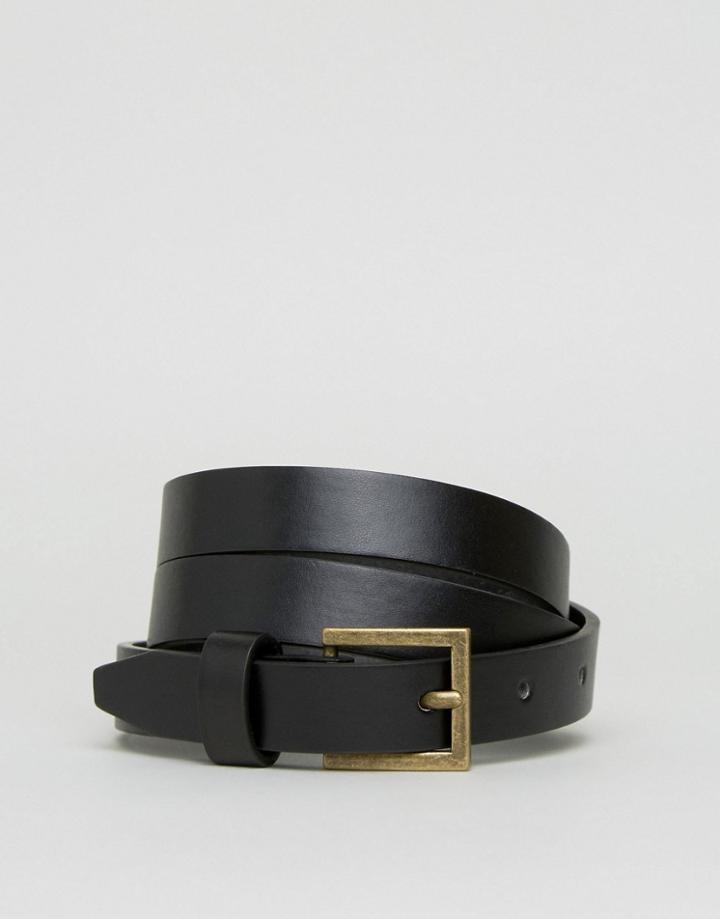 Asos Design Vintage Look Waist And Hip Jeans Belt-black