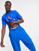 Ck One Large Logo Crew T-shirt In Blue-blues