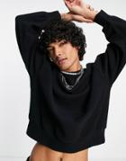 Asos Design Oversized Sweatshirt With Exaggerated Sleeve In Black Rib - Part Of A Set