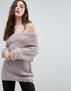 Lavand Off The Shoulder Sweater - Pink
