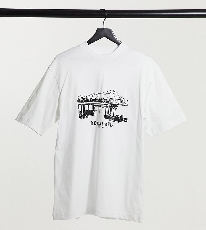 Reclaimed Vintage Inspired Unisex Landscape Print T-shirt In White