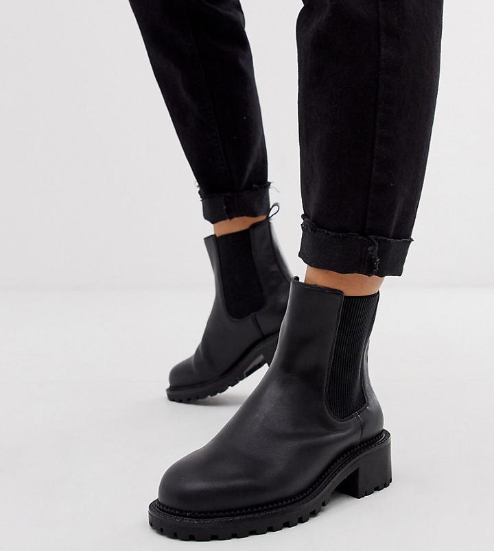 Asos Design Wide Fit Action Chunky Chelsea Boots In Black