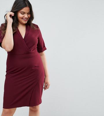 Closet London Plus Wrap Front Dress - Purple