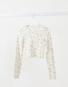 Monki Barb Organic Cotton Face Print Jersey T-shirt In White