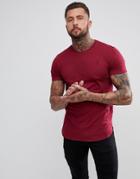 Religion Longline T-shirt In Blood Red - Red