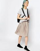Monki Pleated Midi Skirt - Gray Melange