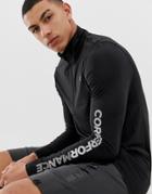 Jack & Jones Core Performance Training Zip Neck Top - Black