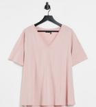 Asos Design Tall Swing T-shirt With V Neck In Blush-pink