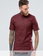 Only & Sons Skinny Smart Short Sleeve Shirt - Red