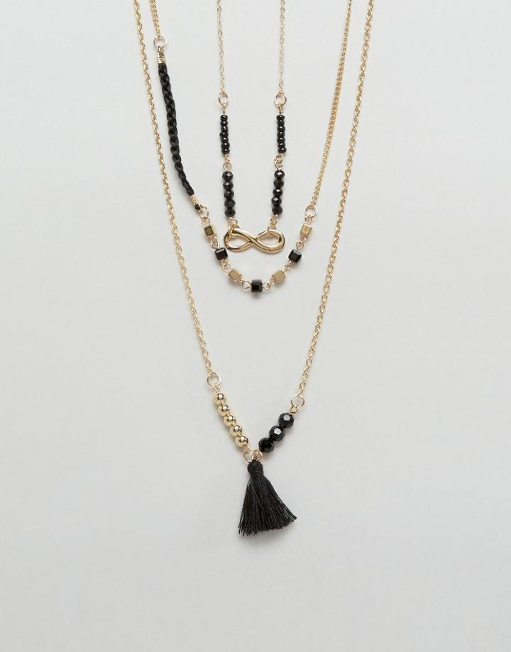 Ashiana Multi Layered Necklace With Tassle Detail