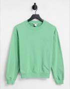 Monki Nana Cotton Happy Logo Sweatshirt In Green - Mgreen