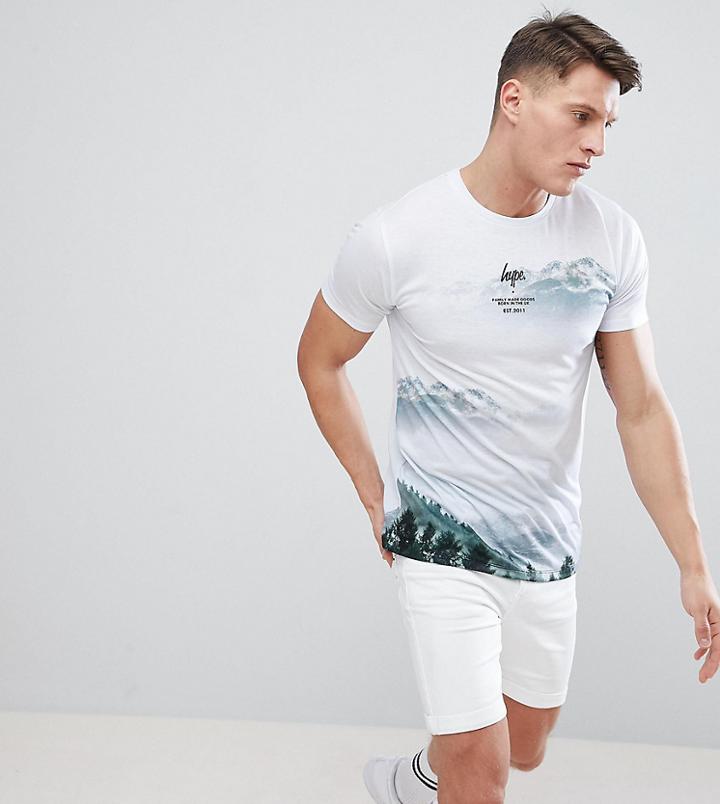 Hype Muscle Mountan Print T-shirt Exclusive To Asos - White