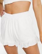 Pieces Ruffle Hem Shorts In White - Part Of A Set