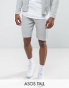 Asos Tall Textured Shorts In Pale Gray - Gray