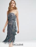 A Star Is Born Midi Dress With Fringe Hem And Allover Embroidery On Fl