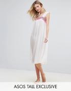 Asos Tall Exclusive Pom Pom Cheesecloth Dress - Multi