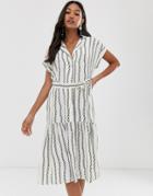 River Island Shirt Dress With Belt In Chain Print-white