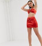 Katchme Satin Mini Skirt With Hardware Detail In Rust
