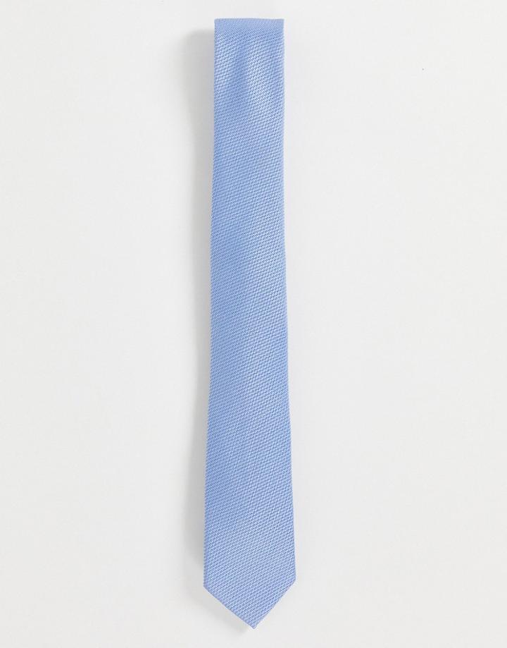 Asos Design Textured Tie In Blue-blues