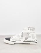 Asos Design Lace Up Canvas Sneakers With Monogram Print-white