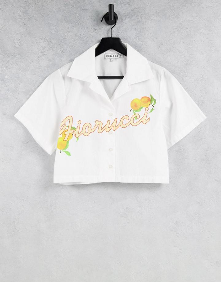 Fiorucci Cropped Shirt With Retro Oranges Logo Graphic-white