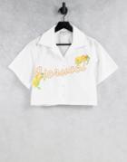 Fiorucci Cropped Shirt With Retro Oranges Logo Graphic-white