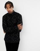 Twisted Tailor Shirt In Mesh With Baroque Flocking - Black