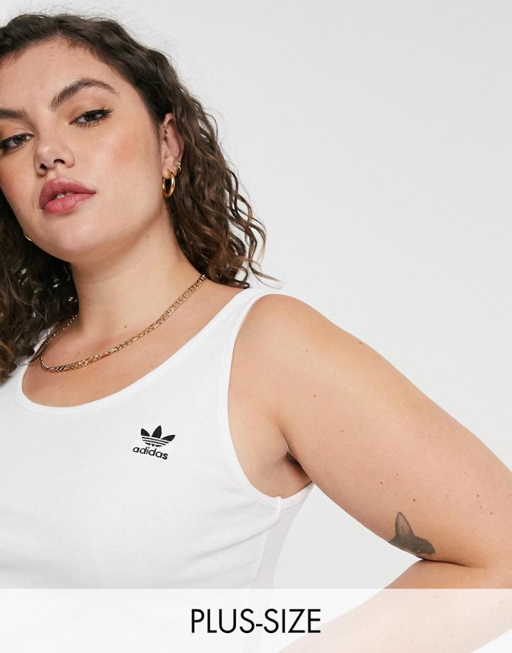 Adidas Originals Plus Adicolor Logo Tank Top In White-black