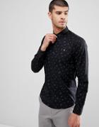 Farah Muybridge Slim Fit All Over Print Shirt In Black - Black