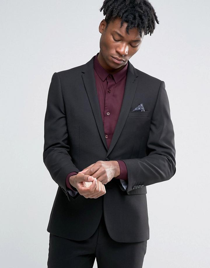 Harry Brown Slim Fit Suit Jacket In Black - Black