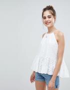 Asos Design Mixed Broderie Tiered Cami - White