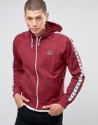Fred Perry Track Jacket With Taped Sleeves And Hood In Maroon - Red