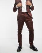 Topman Cord Skinny Suit Pants In Brown