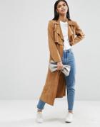 Asos Faux Suede Trench - Stone