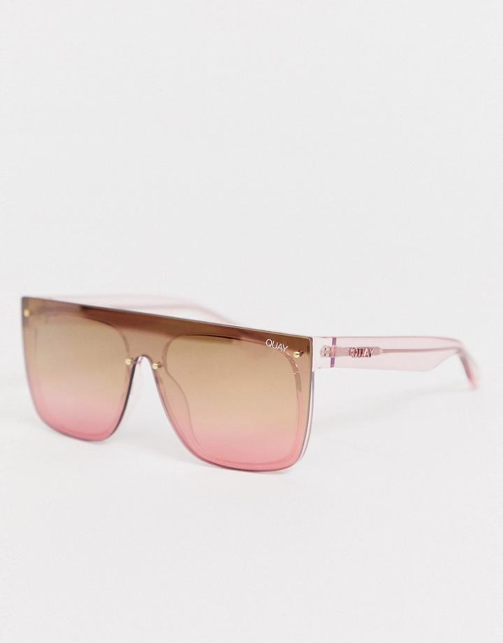 Quay Australia Jaded Flatbrow Sunglasses In Gold - Gold