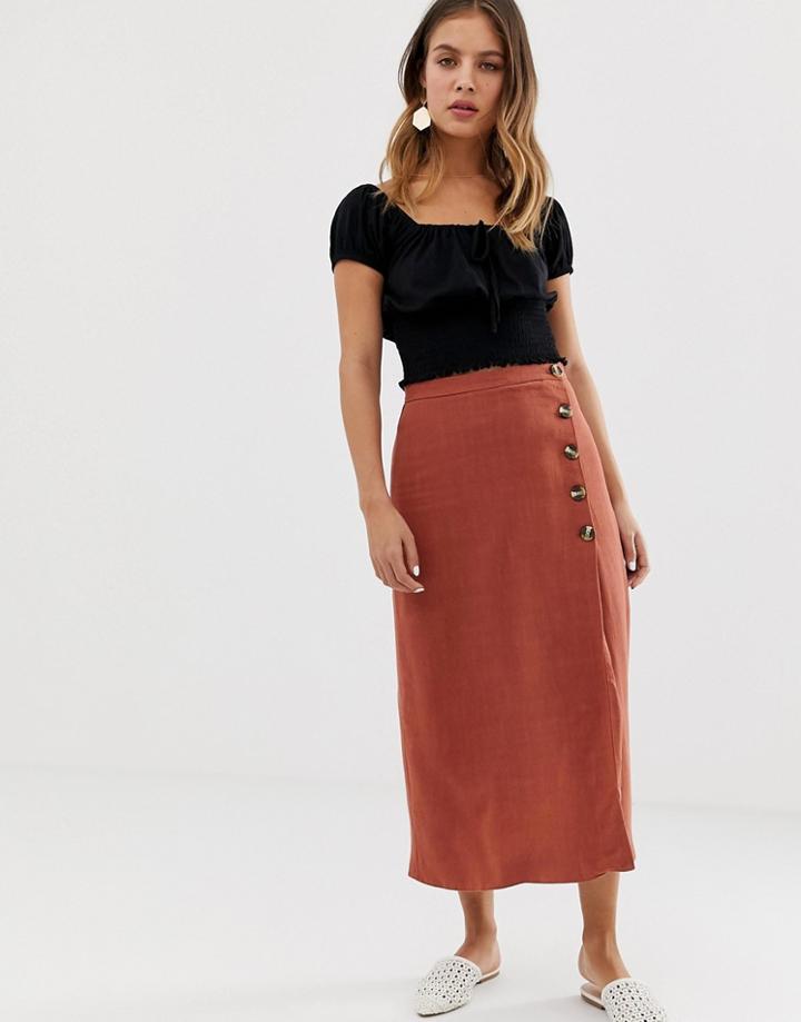 New Look Skirt With Asymmetric Hem In Rust - Red